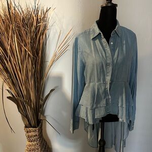 Light Blue Denim Button-Up Shirt